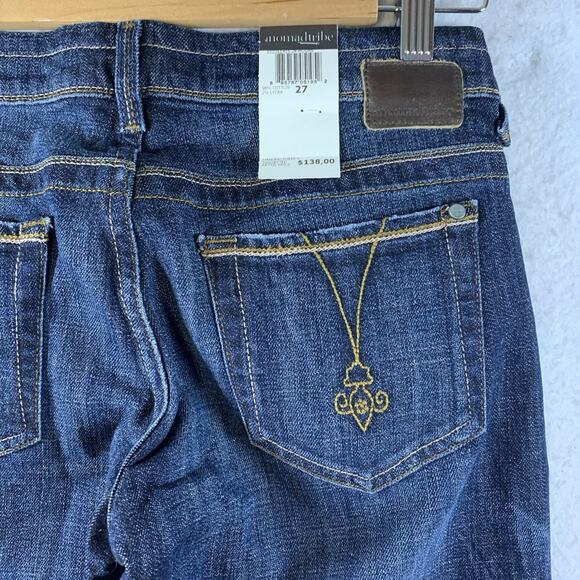 Nomadtribe Havana Womens Low Rise Slim Leg Jeans Sz 27 Whiskering Medium Wash - Picture 8 of 15